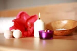 candle flower and salts for massage