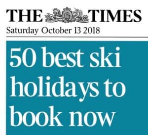 Article in The Times news paper-50 best ski holidays