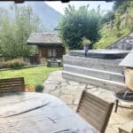 view west to hot tub at clarian chalets