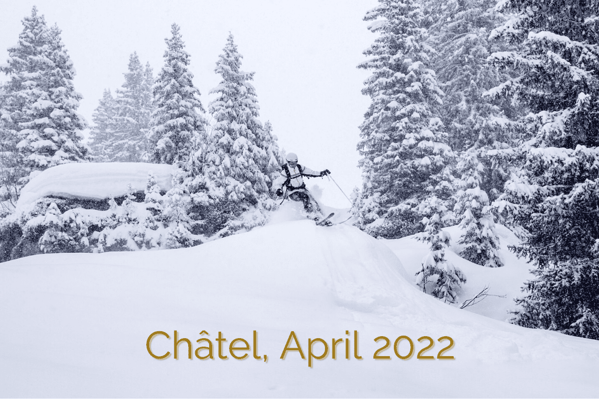 skiing in poweder in April in Châtel