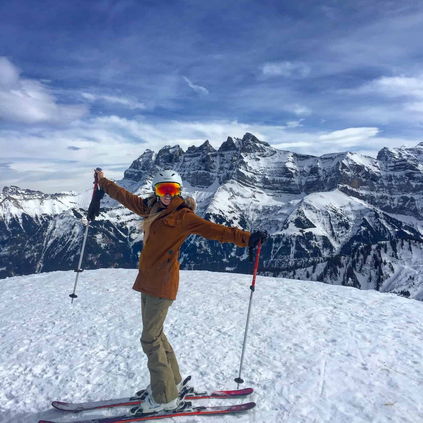 Skier and the Dents du Midi